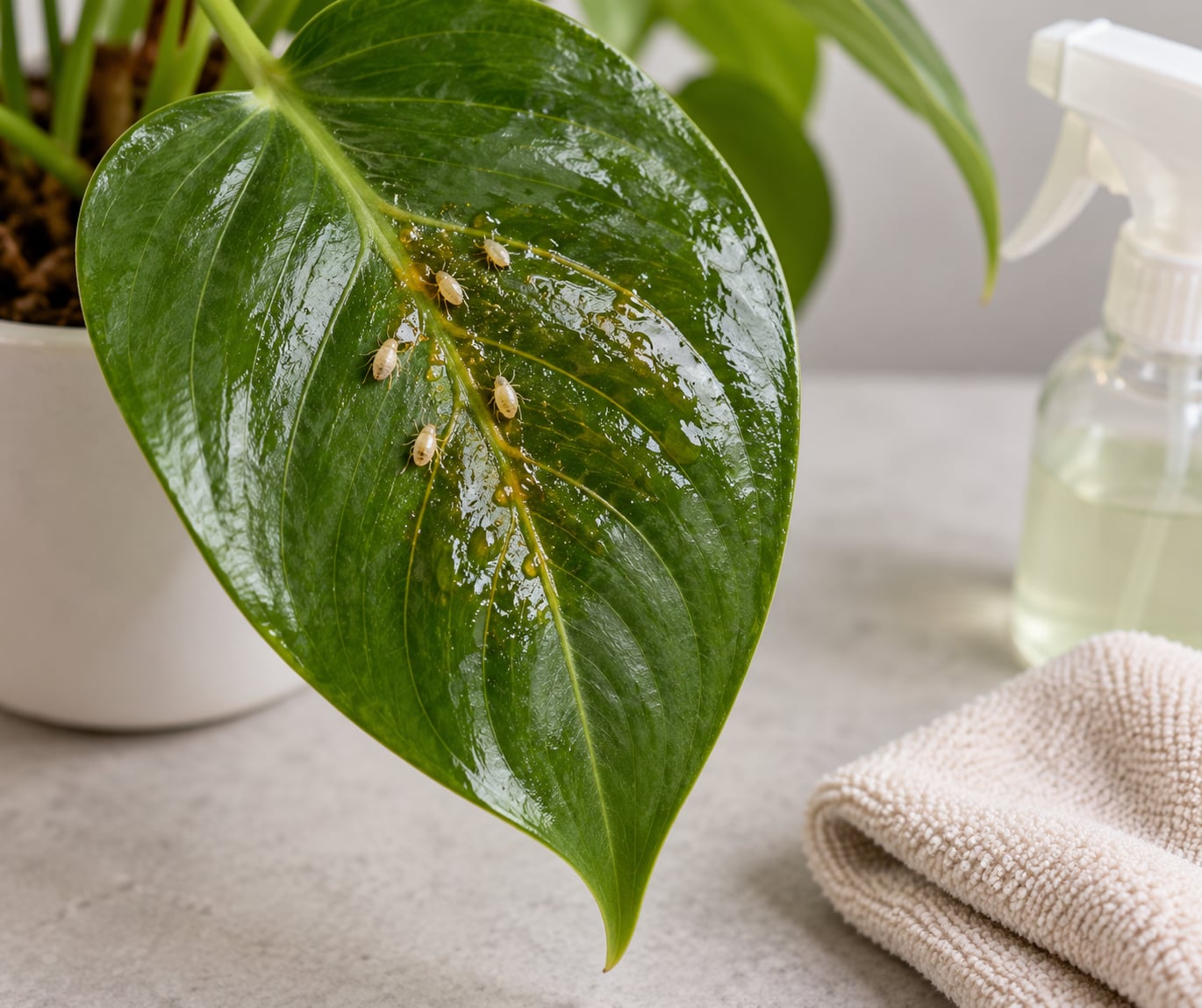 sticky residue on houseplant leaves causes