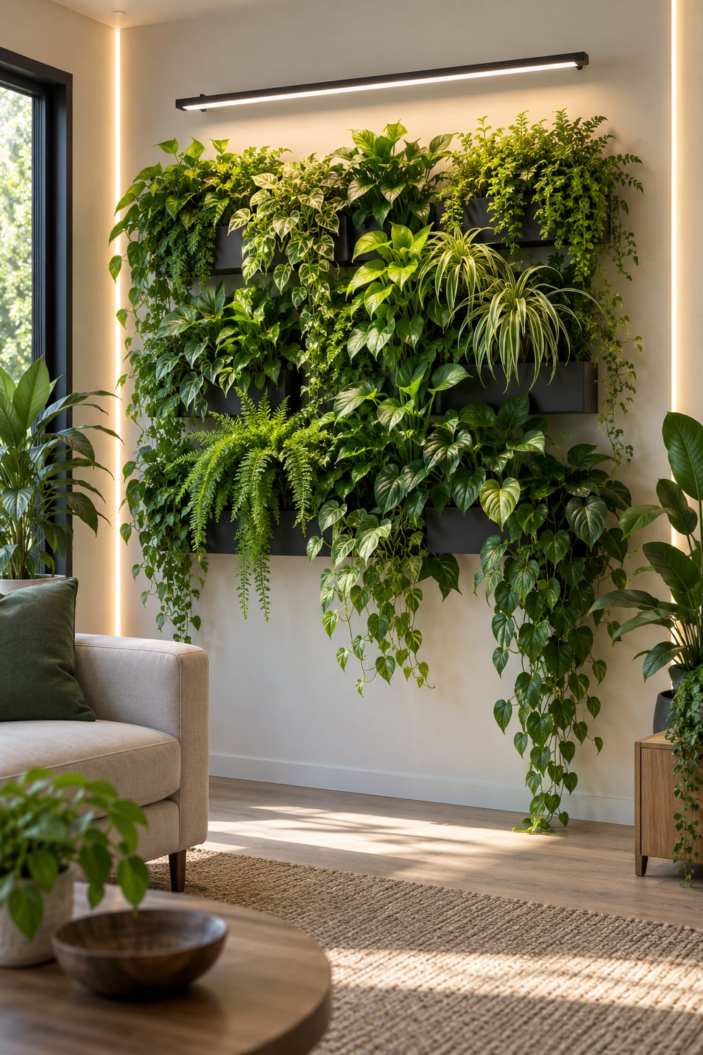 how to light a living wall with grow lights
