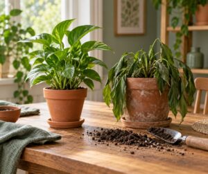 why plants wilt after repotting