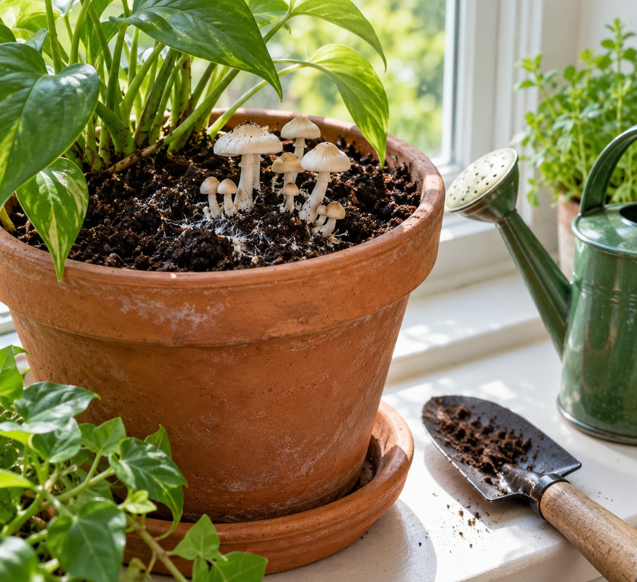 why potting soil grows mushrooms