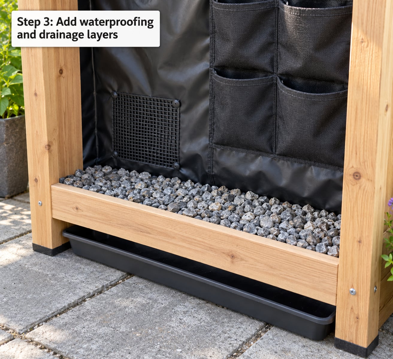 Step 3: Add waterproofing and drainage layers