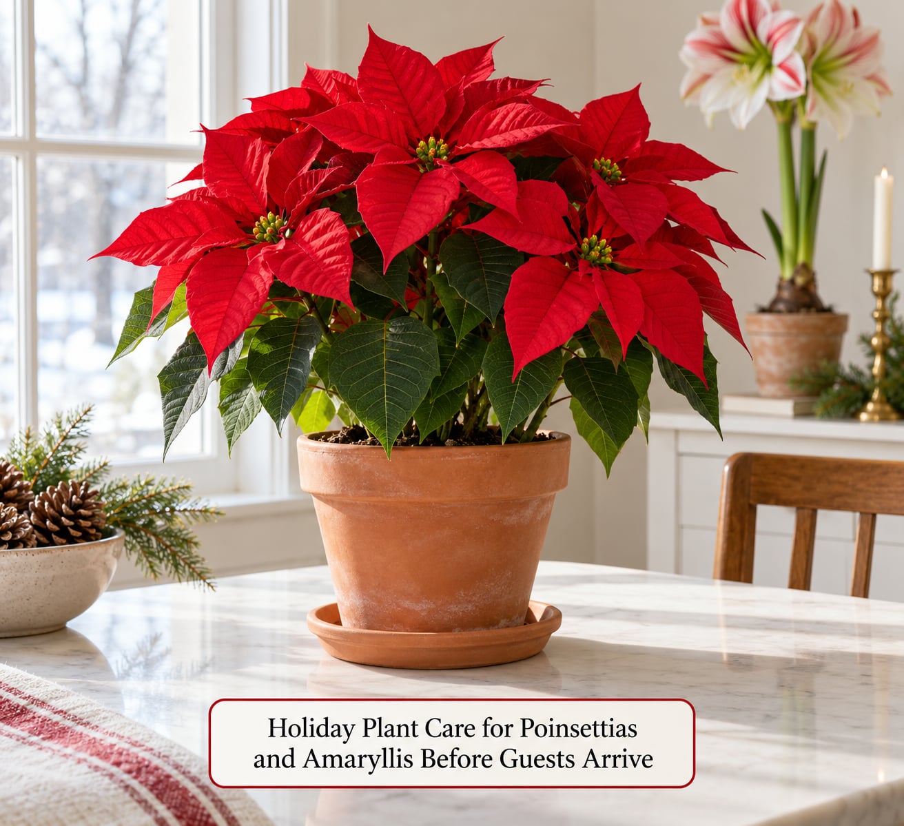 Holiday Plant Care for Poinsettias and Amaryllis Before Guests Arrive