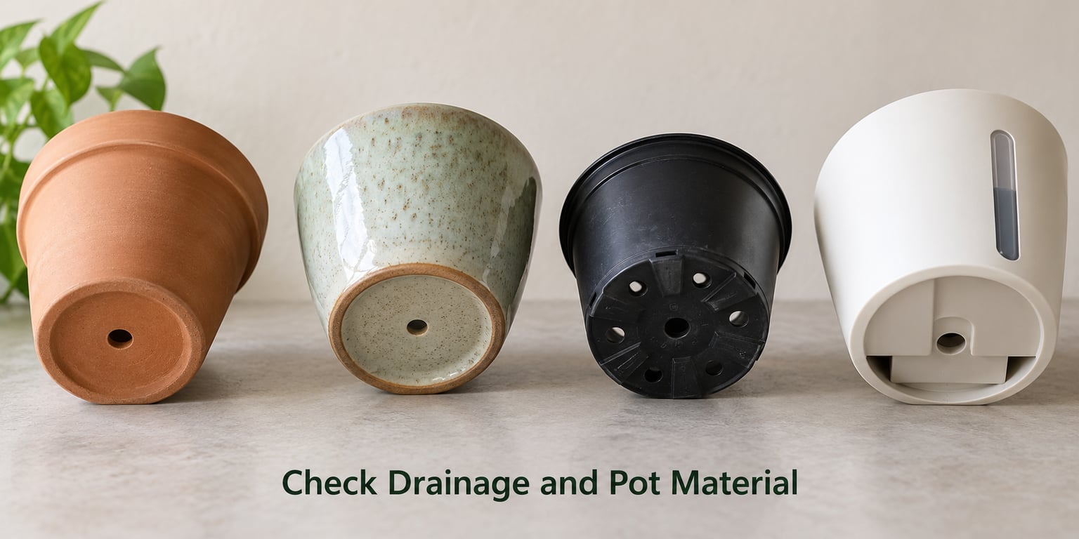 Check Drainage and Pot Material