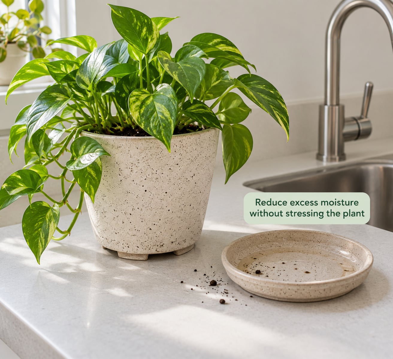 Reduce excess moisture without stressing the plant
