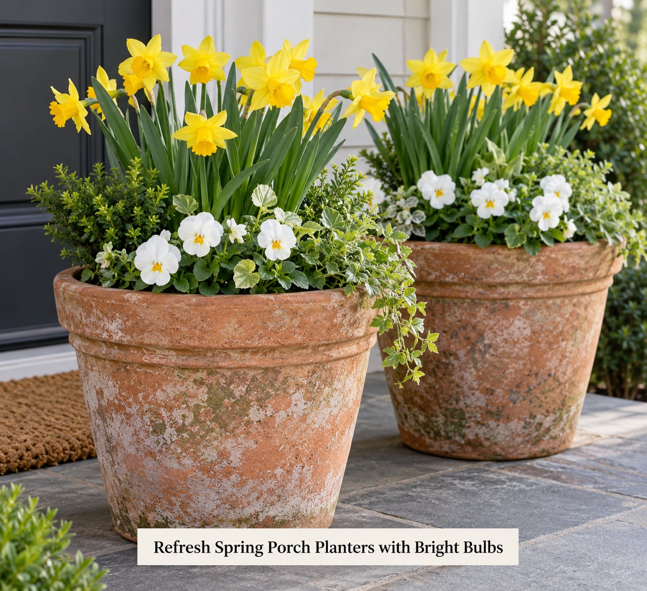 Refresh Spring Porch Planters with Bright Bulbs