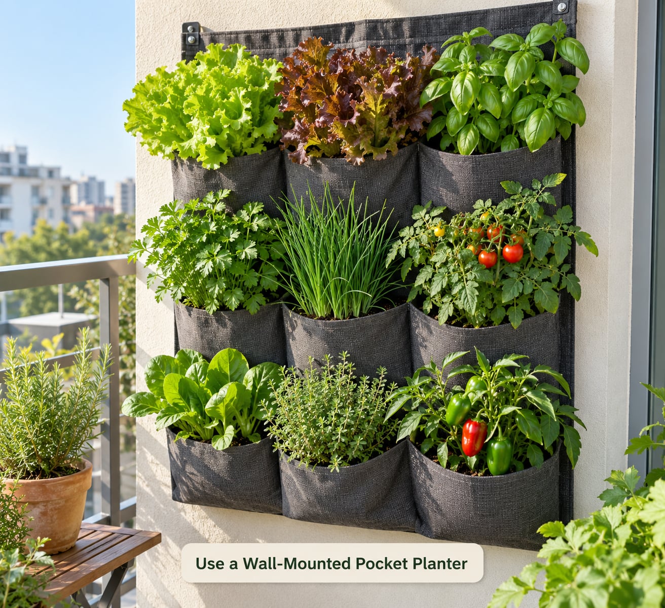 Use a Wall-Mounted Pocket Planter